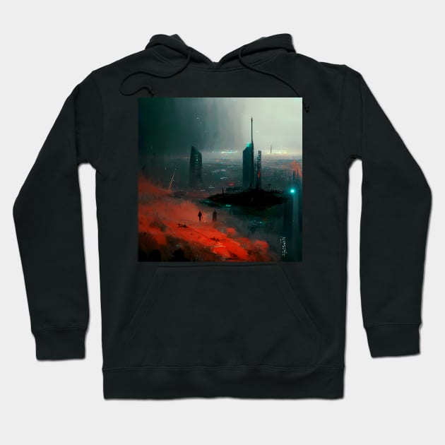 Darkness over the city Hoodie by endage